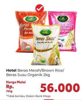 Promo Harga Hotel Beras Merah Premium, Brown Rice Pandan Wangi, Susu 2000 gr - Carrefour