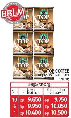 Promo Harga Top Coffee Kopi Susu per 12 sachet 31 gr - Lotte Grosir