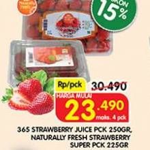 Promo Harga 365 Strawberry Juice/ NATURALLY Fresh Strawberry Super  - Superindo