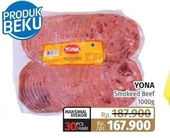 Promo Harga YONA Smoked Beef 1000 gr - Lotte Grosir