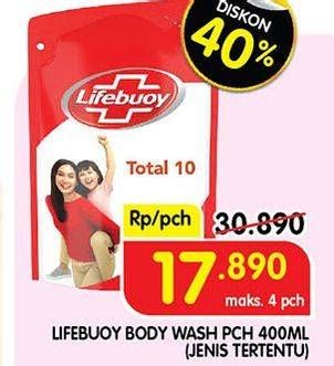 Promo Harga Lifebuoy Body Wash 400 ml - Superindo