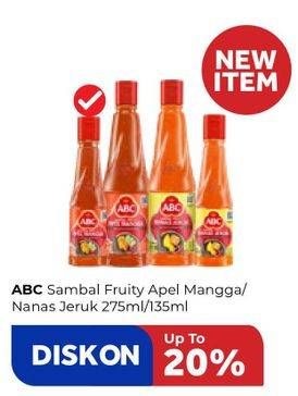 Promo Harga ABC Sambal Fruity Apel Mangga, Fruity Nanas Jeruk 135 ml - Carrefour