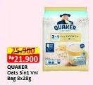 Promo Harga Quaker Oatmeal 3in1 Vanilla per 8 pcs 28 gr - Alfamart