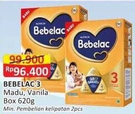 Promo Harga Bebelac 3 Gro Great Vanila, Madu 620 gr - Alfamart