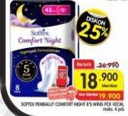 Promo Harga Softex Comfort Night Wing 42cm 8 pcs - Superindo