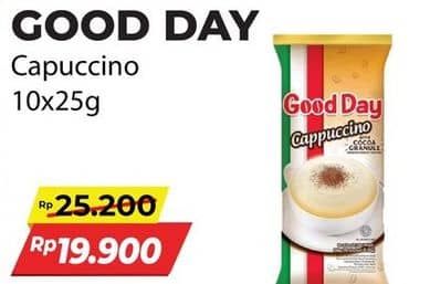 Promo Harga Good Day Cappuccino per 10 sachet 25 gr - Alfamart