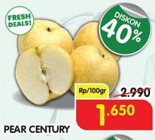 Pear Century per 100 gr Diskon 44%, Harga Promo Rp1.650, Harga Normal Rp2.990