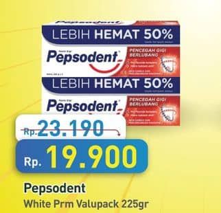 Promo Harga Pepsodent Pasta Gigi Pencegah Gigi Berlubang White 225 gr - Hypermart