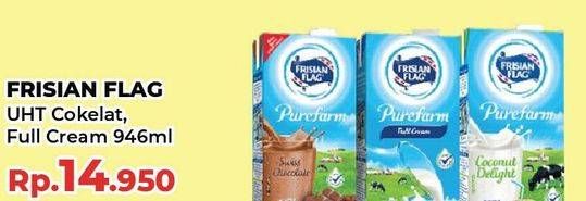 Promo Harga FRISIAN FLAG Susu UHT Purefarm Full Cream, Swiss Chocolate 946 ml - Yogya