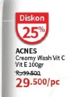 Promo Harga Acnes Creamy Wash Vit C, Vit E 100 gr - Guardian