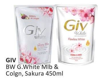 Promo Harga GIV Body Wash Glowing White Mulberry Collagen, Sakura 450 ml - Alfamart