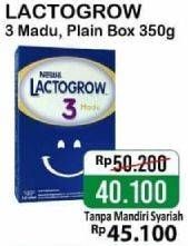 Promo Harga LACTOGROW 3 Susu Pertumbuhan Madu, Plain 350 gr - Alfamart