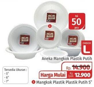 Promo Harga CHOICE L Mangkok Plastik 50 pcs - Lotte Grosir