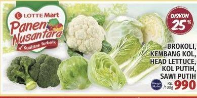 Promo Harga Brokoli/Kembang Kol/Head Lettuce/Kol Putih/Sawi Putih  - LotteMart