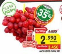 Promo Harga Anggur Red Globe RRC per 100 gr - Superindo