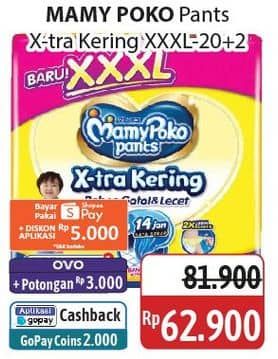 Promo Harga Mamy Poko Pants Xtra Kering XXXL20+2 22 pcs - Alfamidi