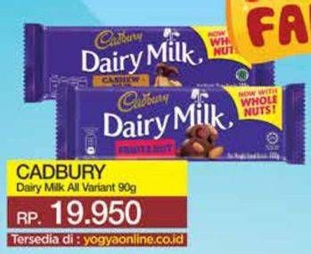 Promo Harga CADBURY Dairy Milk All Variants 90 gr - Yogya