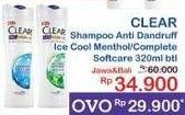 Promo Harga CLEAR Shampoo Ice Cool Menthol, Complete Soft Care 320 ml - Indomaret