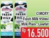 Promo Harga CIMORY Fresh Milk Plain, Low Fat 950 ml - Hypermart