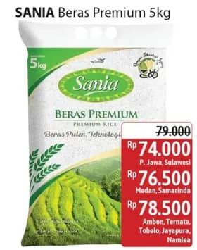 Promo Harga Sania Beras Premium 5000 gr - Alfamidi
