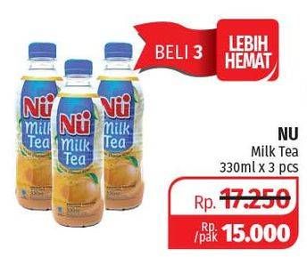 Promo Harga NU Milk Tea per 3 pcs 330 ml - Lotte Grosir