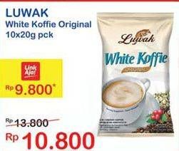 Promo Harga Luwak White Koffie Original per 10 sachet 20 gr - Indomaret