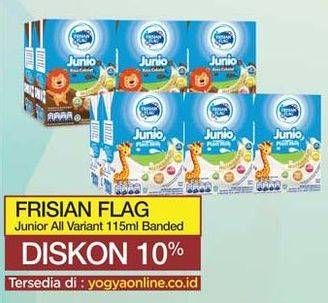 Promo Harga FRISIAN FLAG Susu UHT Junio Chocolate, Plain 110 ml - Yogya