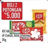 Promo Harga KIT KAT Chocolate 4 Fingers Chocolate, Gold, Green Tea 35 gr - Hypermart