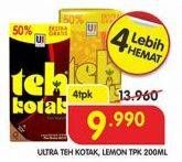 Promo Harga ULTRA Teh Kotak Lemon per 4 box 200 ml - Superindo