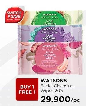 Promo Harga WATSONS Facial Cleansing Wipes 20 pcs - Watsons