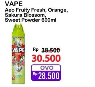 Promo Harga Fumakilla Vape Aerosol Fruity Fresh, Orange, Sakura Blossom, Sweet Powder 600 ml - Alfamart