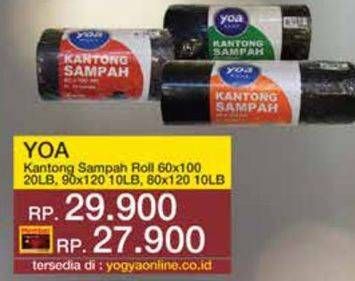 Promo Harga YOA Kantong Sampah Roll 60 X 100, 90 X 120, 80 X 120 10 pcs - Yogya