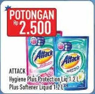 Promo Harga ATTACK Plus Softener Liquid/Detergent Liquid  - Hypermart