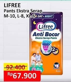 Promo Harga Lifree Popok Celana Ekstra Serap L8, M10, XL6 6 pcs - Alfamart