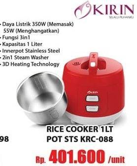 Promo Harga KIRIN Rice Cooker KRC-088  - Hari Hari