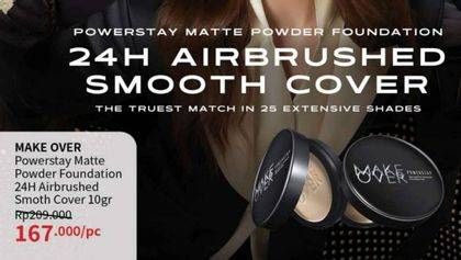 Promo Harga Make Over Powerstay Matte Powder Foundation 24H Airbrushed Smooth Cover 10 gr - Guardian