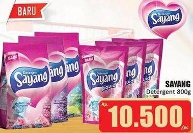 Promo Harga Sayang Detergent Powder Lavender, Original Fresh, Rose 800 gr - Hari Hari