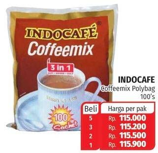 Promo Harga Indocafe Coffeemix per 100 sachet 20 gr - Lotte Grosir