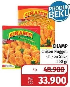 Promo Harga CHAMP Nugget Chicken Nugget, Chicken Stick 500 gr - Lotte Grosir