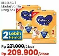 Promo Harga Bebelac 3 Gro Great Madu, Vanila 620 gr - Indomaret