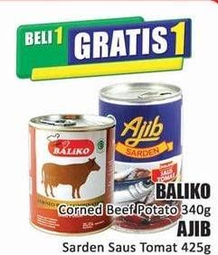 Promo Harga BALIKO Corned Beef Potato 340 g/ AJIB Sarden Saus Tomat 425 g  - Hari Hari