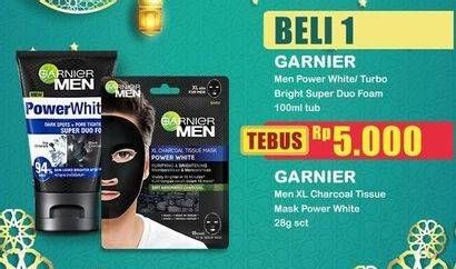 Promo Harga GARNIER MEN XL Charcoal Tissue Mask Power White 1 sheet - Indomaret