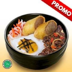 Promo Harga Hokben Super Bowl Hot & Spicy Beef Teriyaki + Egg Chicken Roll  - HokBen