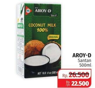 Promo Harga AROY D Coconut Milk/Santan 500 ml - Lotte Grosir