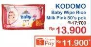 Promo Harga KODOMO Baby Wipes Rice Milk Pink 50 pcs - Indomaret