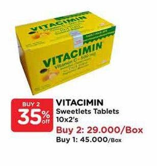 Promo Harga Vitacimin Vitamin C - 500mg Sweetlets (Tablet Hisap) per 10 str 2 pcs - Watsons