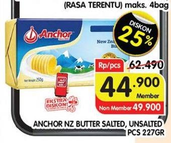 Promo Harga Anchor Butter Salted, Unsalted 227 gr - Superindo