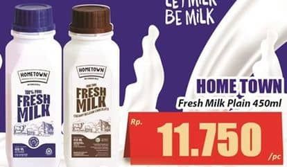 Promo Harga Hometown Fresh Milk Plain 450 ml - Hari Hari