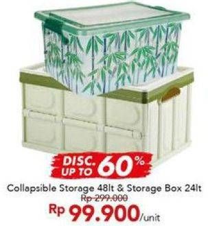 Promo Harga Collapsible Storage 48lt & Storage Box 24lt  - Carrefour