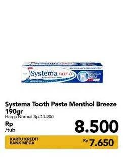 Promo Harga SYSTEMA Toothpaste  Nano Menthol Breeze 190 gr - Carrefour
